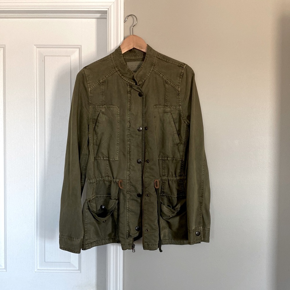 Hinge women’s army green jacket, size M